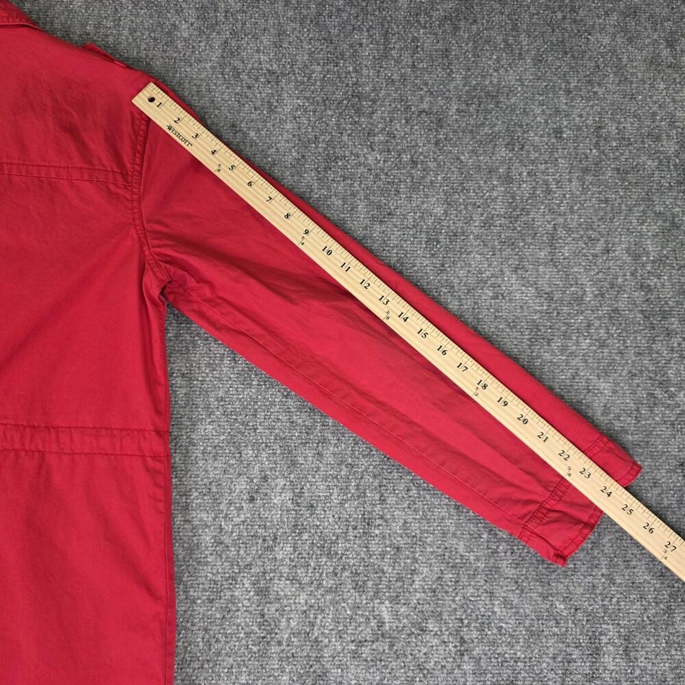 Tommy Hilfiger Coat Womens Large Red Utility Full Zip Trench Coat Pockets Jacket - Picture 6 of 16